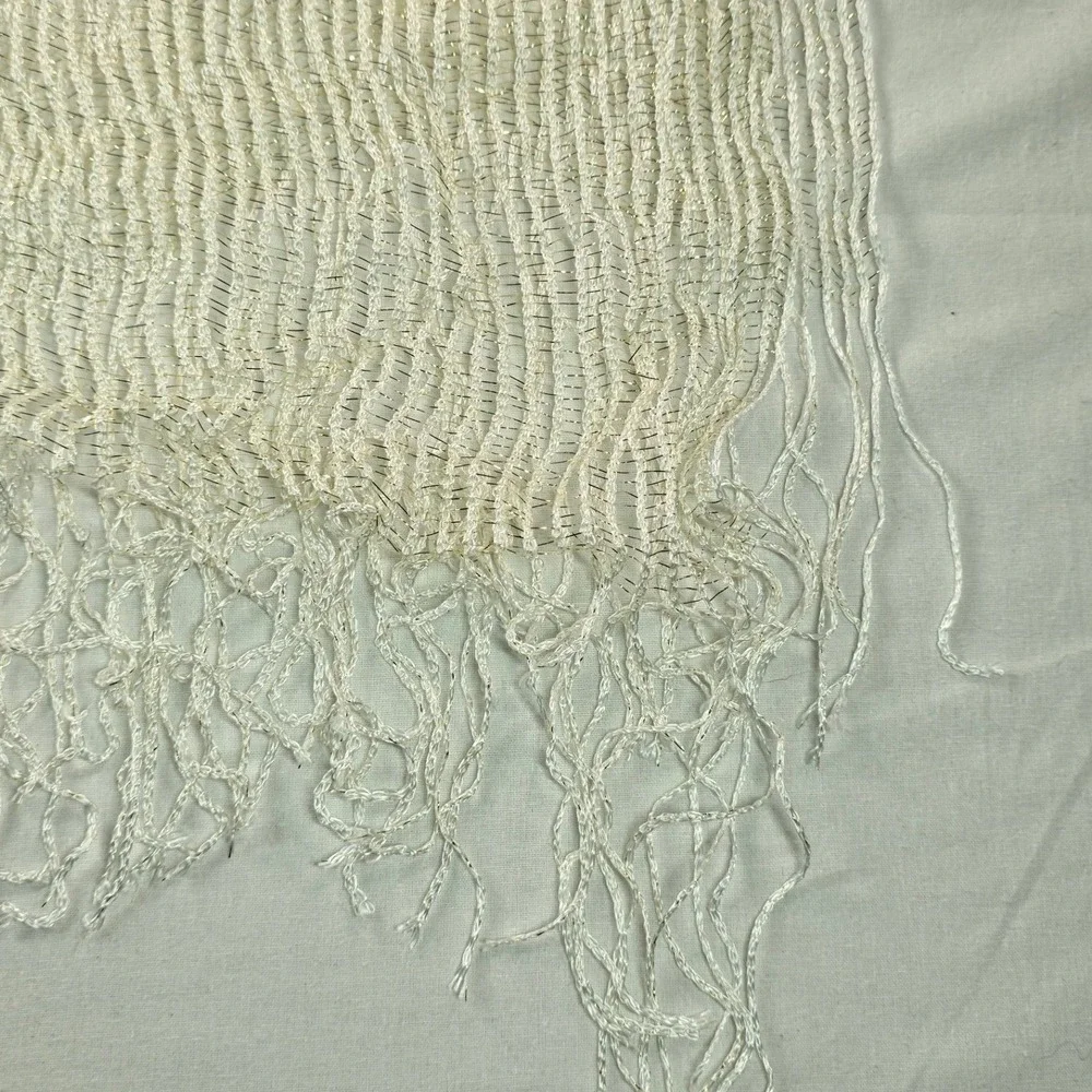 INC International Concepts Womens Wrap Scarf OS Winter Metallic Mesh Fringe NWT